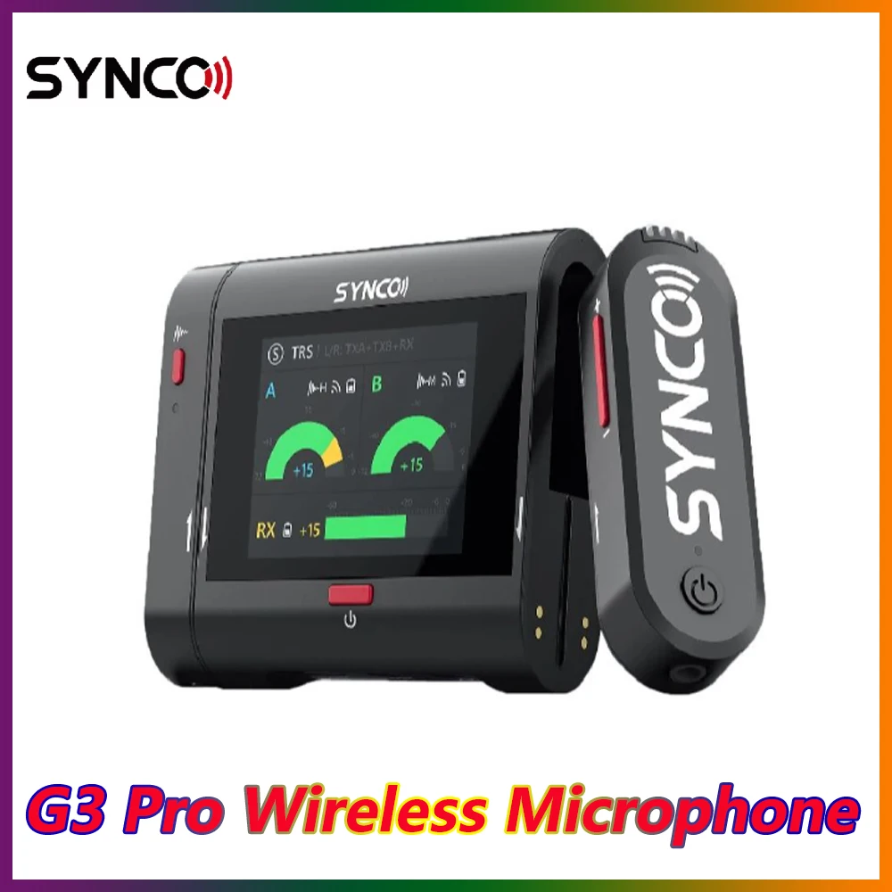 SYNCO G3 프로 터치 무선 마이크, 충전 케이스 포함, 인터뷰 브이로그 라이브 스트리밍용, 2.4GHz, 200m, C타입, 3.5mm 출력 마이크