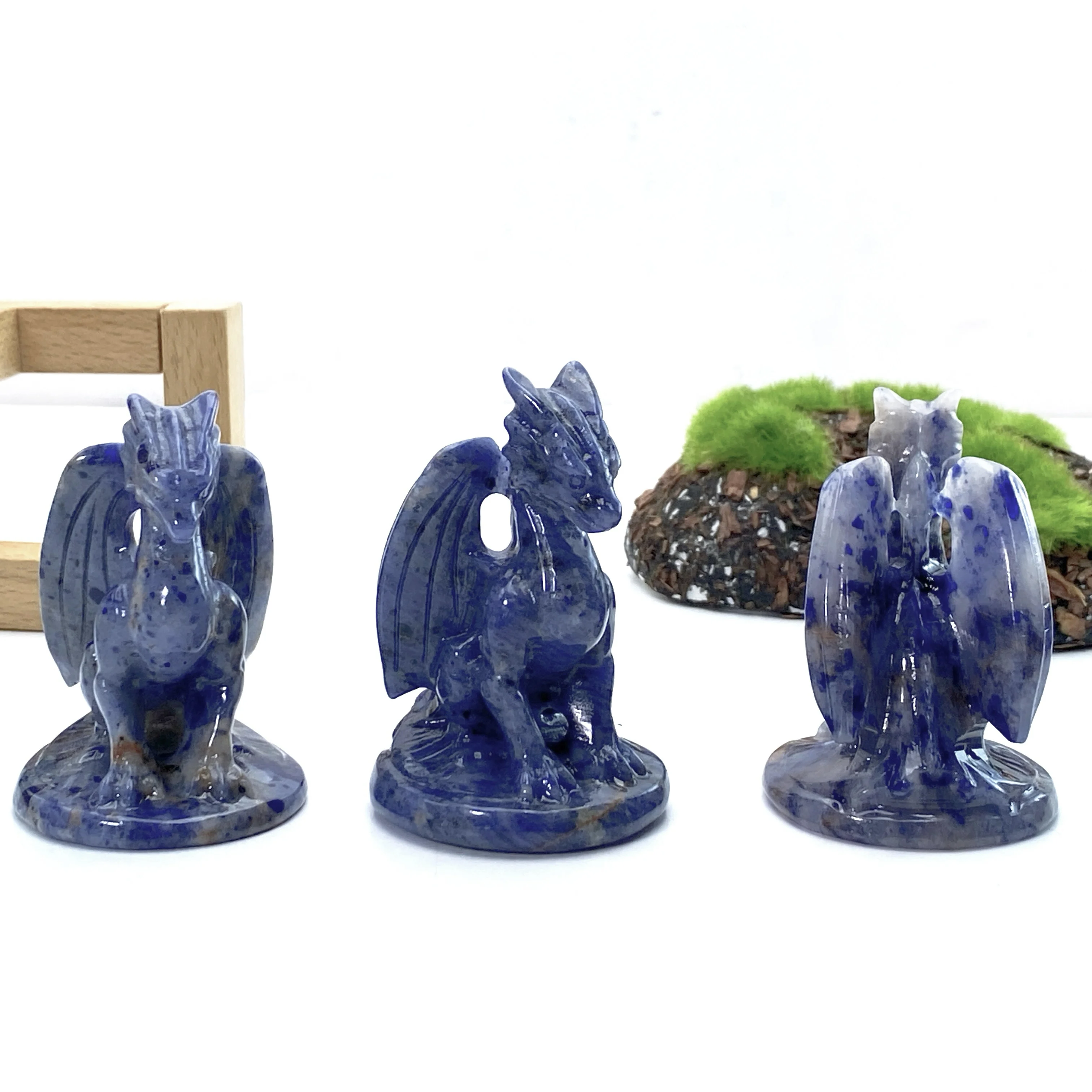 1PC Blue Sodalite Pterosaur Dragon Carving,Ideal for Easter, Christmas Day,Halloween,Graduation Gift,Home Decor,Festival Decor