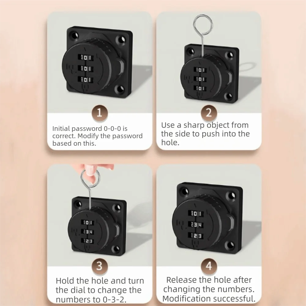 3 Digit Cabinet Door Combination Lock Keyless Double-Opening Cabinet Password Locks High Security Easy Installation Drawer Lock