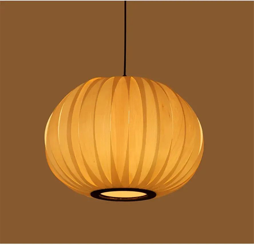 Japan Style Wood Skin Braid Pendant Light for Dining Living Room Retro Loft Decor Hanging Lamp Rural Ceiling Fixtures Chandelier