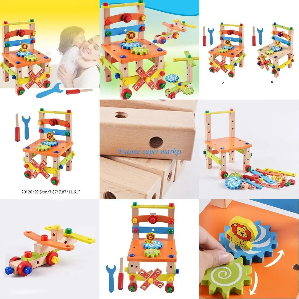 090B لعبة بناء جذعية خشبية إبداعية لتعلم رياض الأطفال مع/