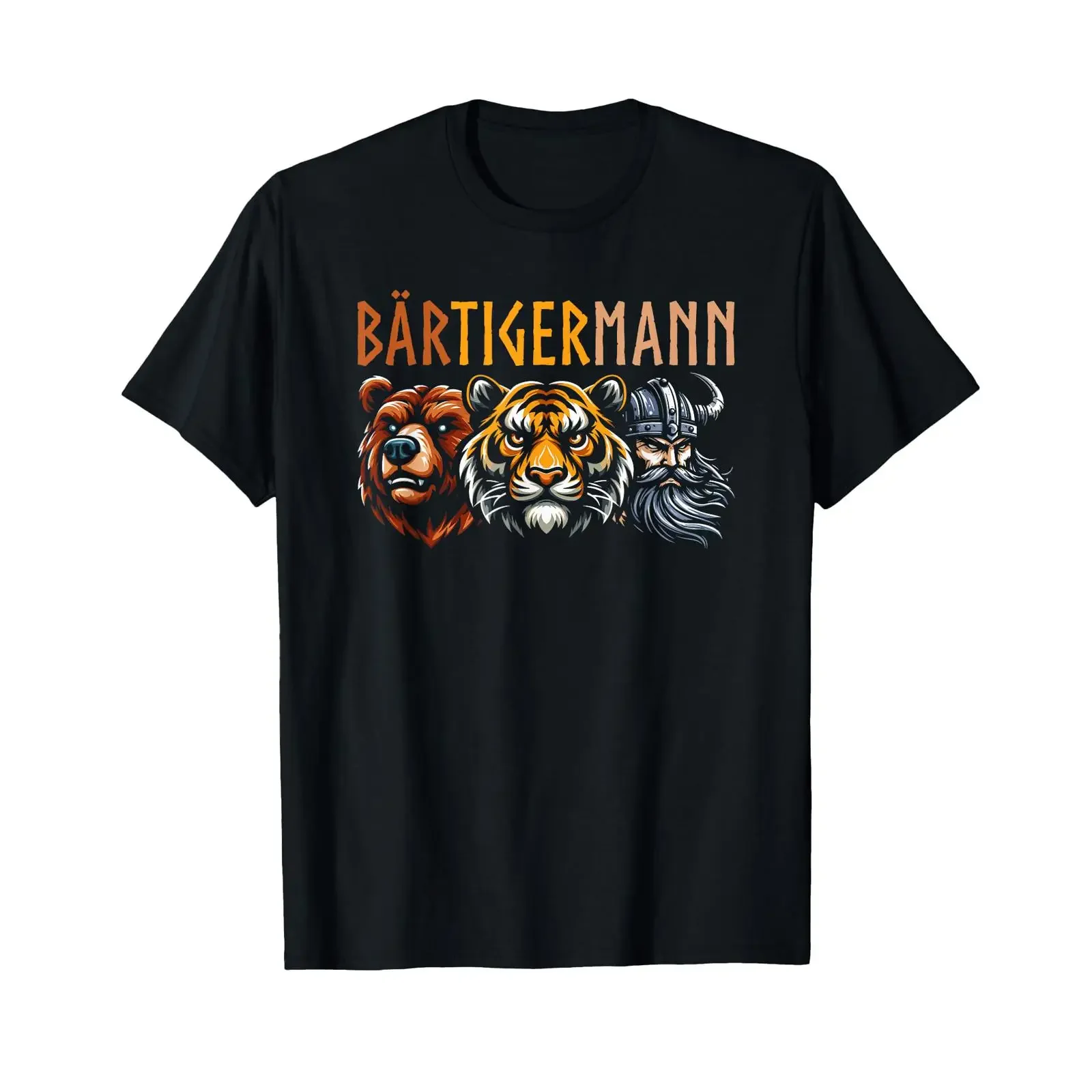 Футболка BÄRTIGERMANN Bear Tiger Man Beard Viking Bearded, винтажная, с эффектом потертости, мужская, уличный стиль, удобная дизайнерская одежда, слегка состаренная.