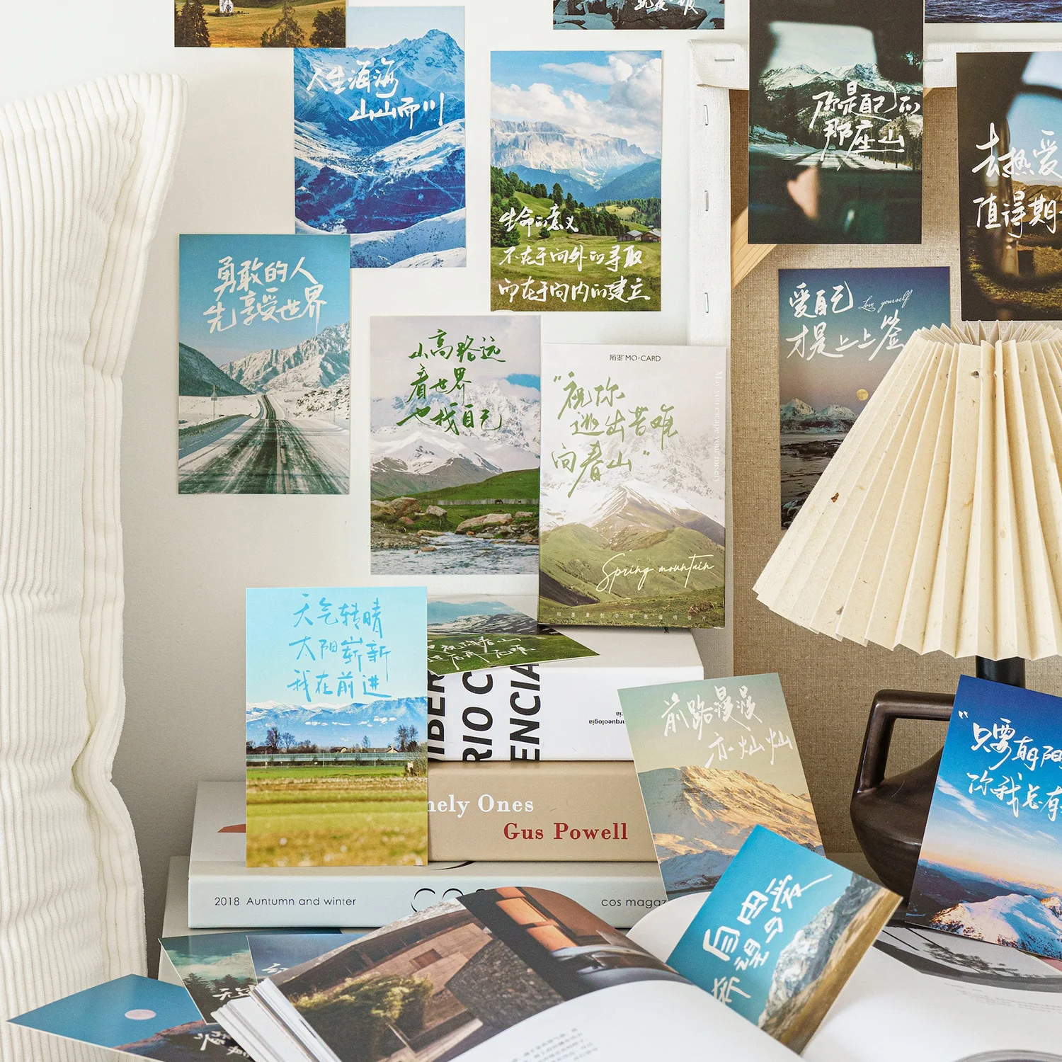 30pcs Wishing you to escape from hardship and heal towards the scenery of Spring Mountain, art postcards, inspirational cards