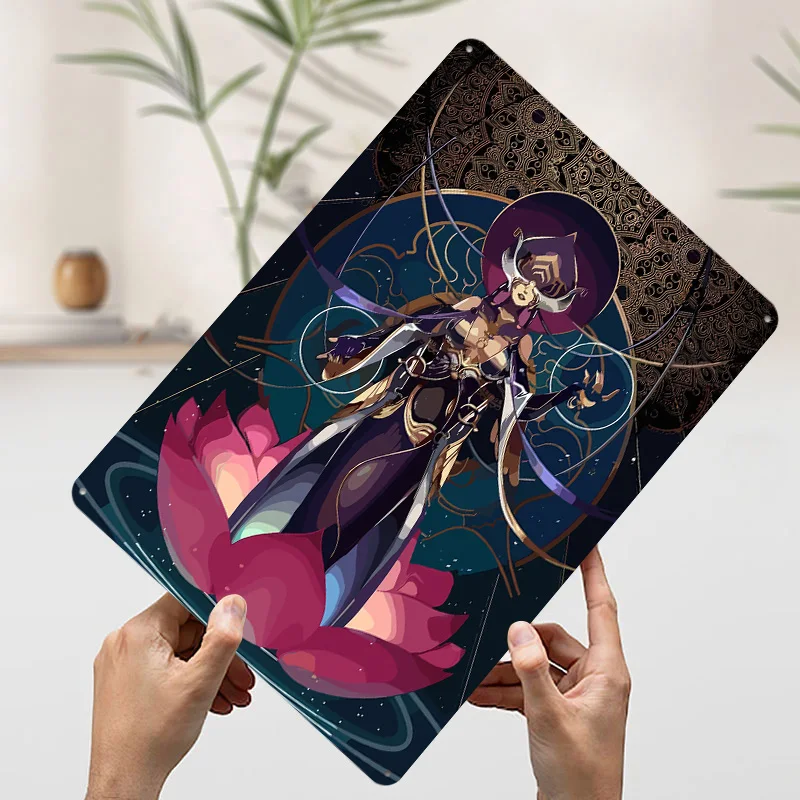 لعبة Warframe مطبوعة ملصق مخصص جدار الفن ريترو خمر معدن القصدير علامات لغرفة نوم الديكور الألعاب مكتب ديكور #3