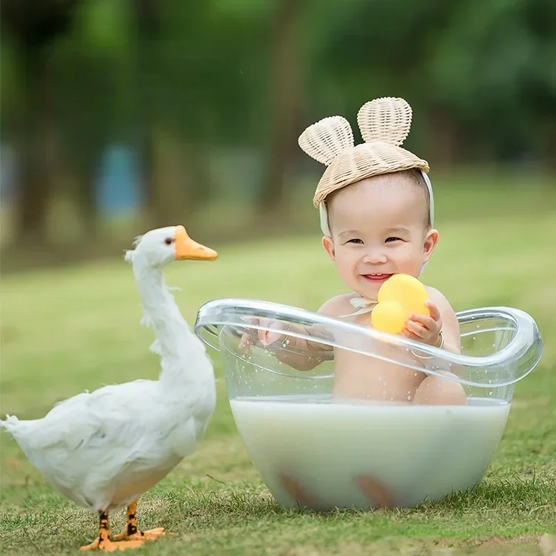 Bañera de leche acrílica para bebé, accesorios para sesión de fotos, accesorios de fotografía para niños, estudio de sesión de fotos para bebé, cuna para niño y niña