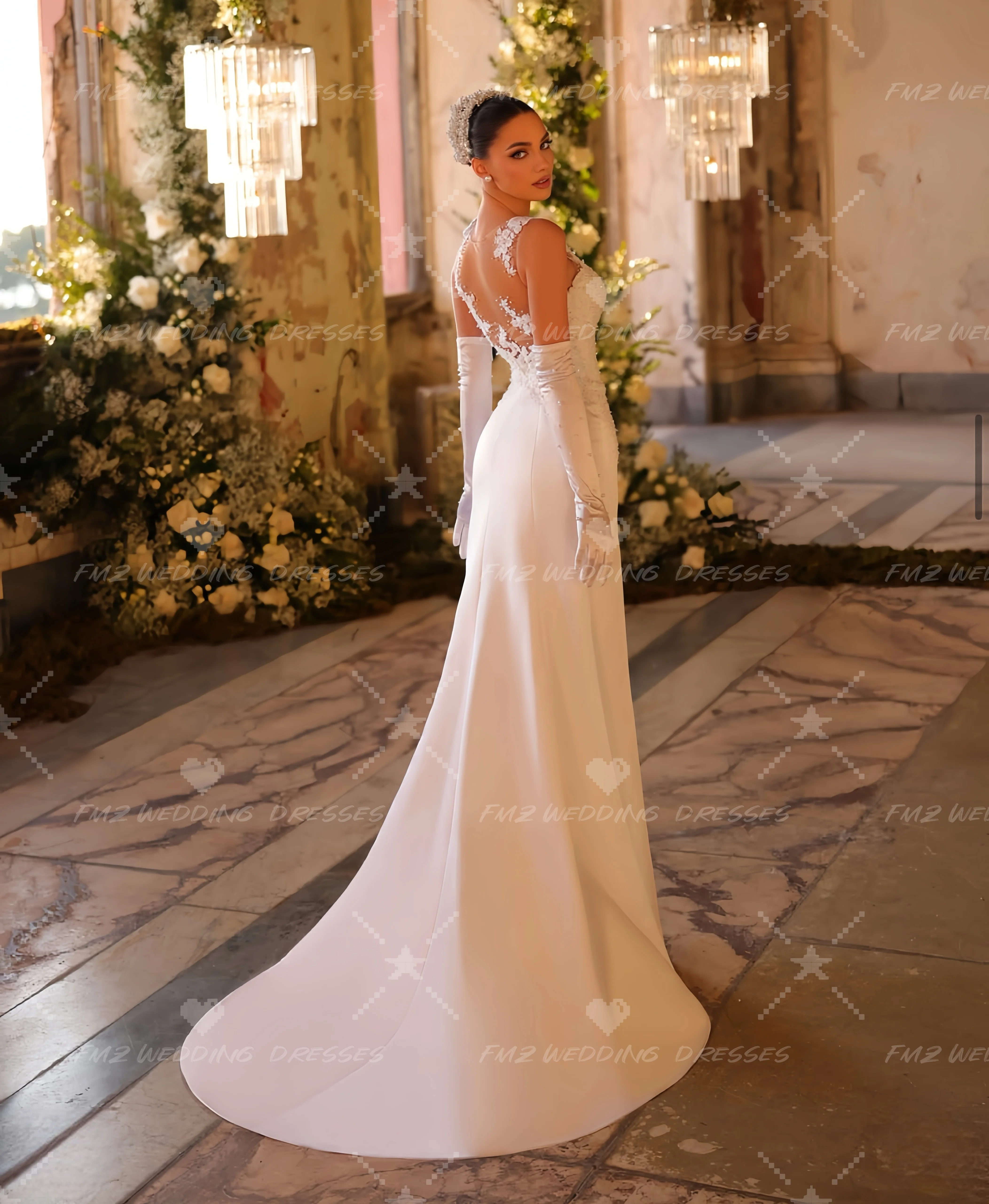 Customzied Spoon Collar sleeveless applique Mermaid wedding dress vestidos de novia amanda novias amanda novias official