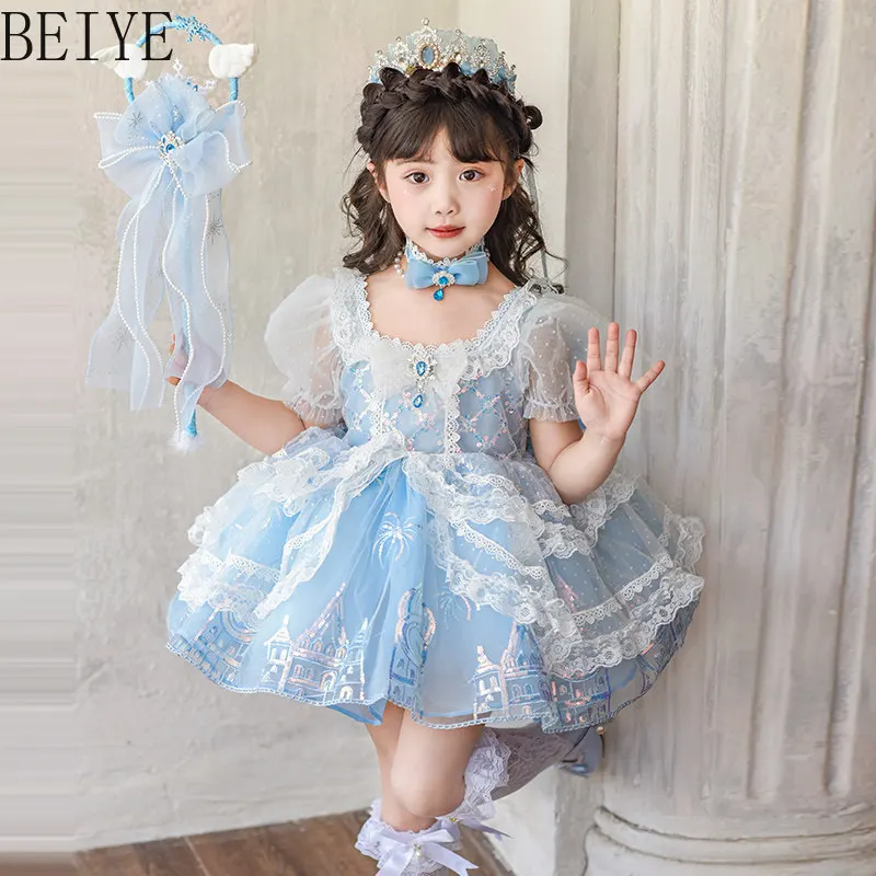 

Girls' Princess Dress 2026 New Fashion Spring/summer Children's Exquisite Birthday Sweet Party Tutu Lolita Dress for Kids