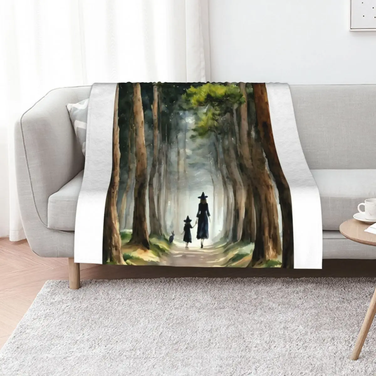 Daughter ~ Witchy Art Print of Mother and Child Witch ~ Witches Pagan Parents Throw Blanket Kid'S halloween Blankets