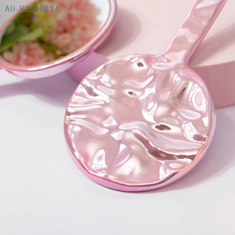 Liquid Shape Round Handheld Makeup Vanity Mirror Portable Compact Mirrors Beauty Makeup Tools Desktop Cosmetic Mirror