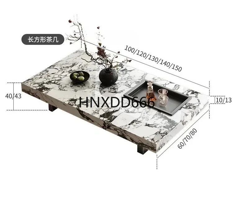 

Italian minimalist rectangular rock slab coffee table living room small apartment villa, new high-end stainless steel tea