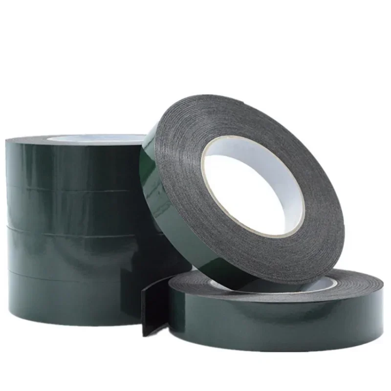 PE Foam Double-sided Tape Green Film Black Foam Fixed and Pasted Without Marks 10m Length 1mm Thick Cheap