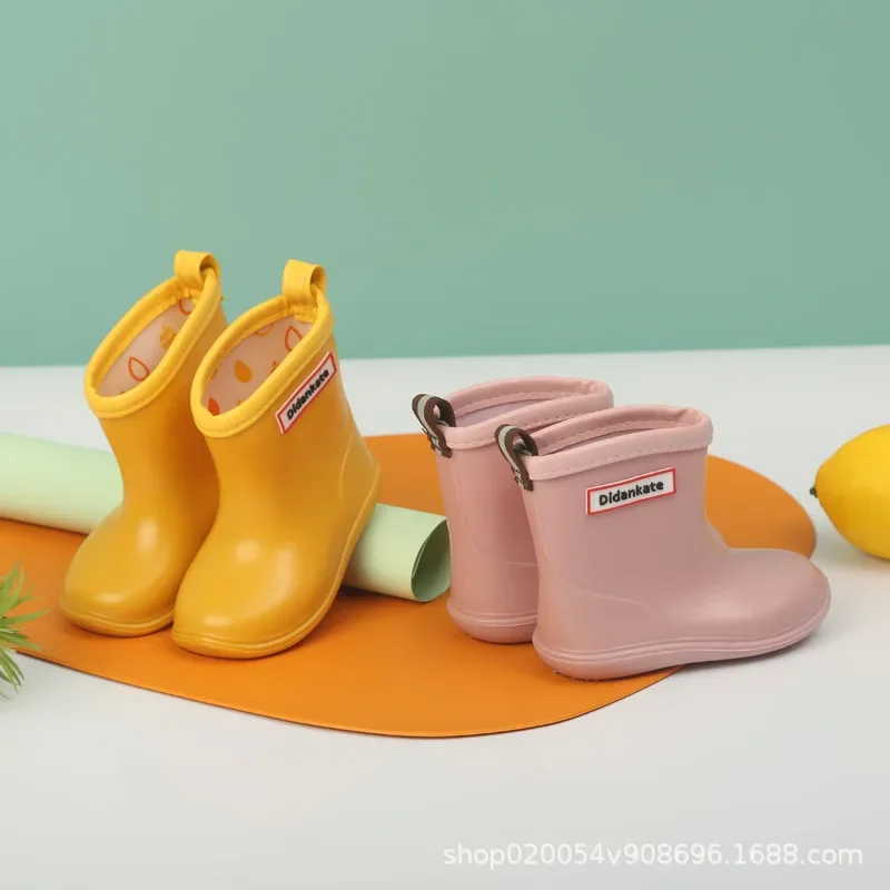 Baby Lightweight Waterproof PVC Rain Boots Girls Boys Outdoor Casual Water Shoes Kids Children Non-Slip Soft Sole Short Boots