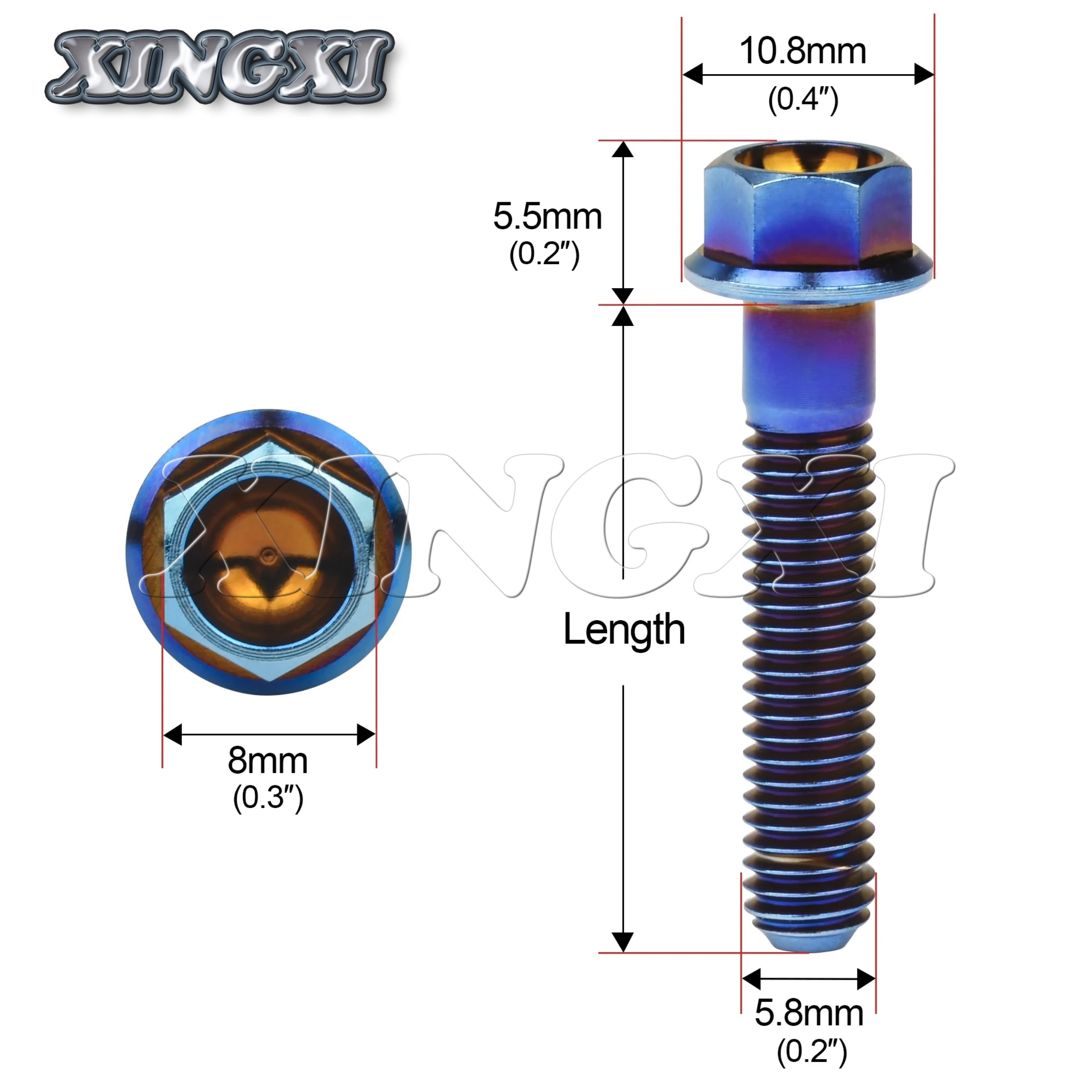 Xingxi 5Pcs M6 Titanium Bolts M6X10 15 20 25 30 35 40 45 50 55 60 65 70 75 80 90mm Small Flange Head Bolts Ti Fasteners