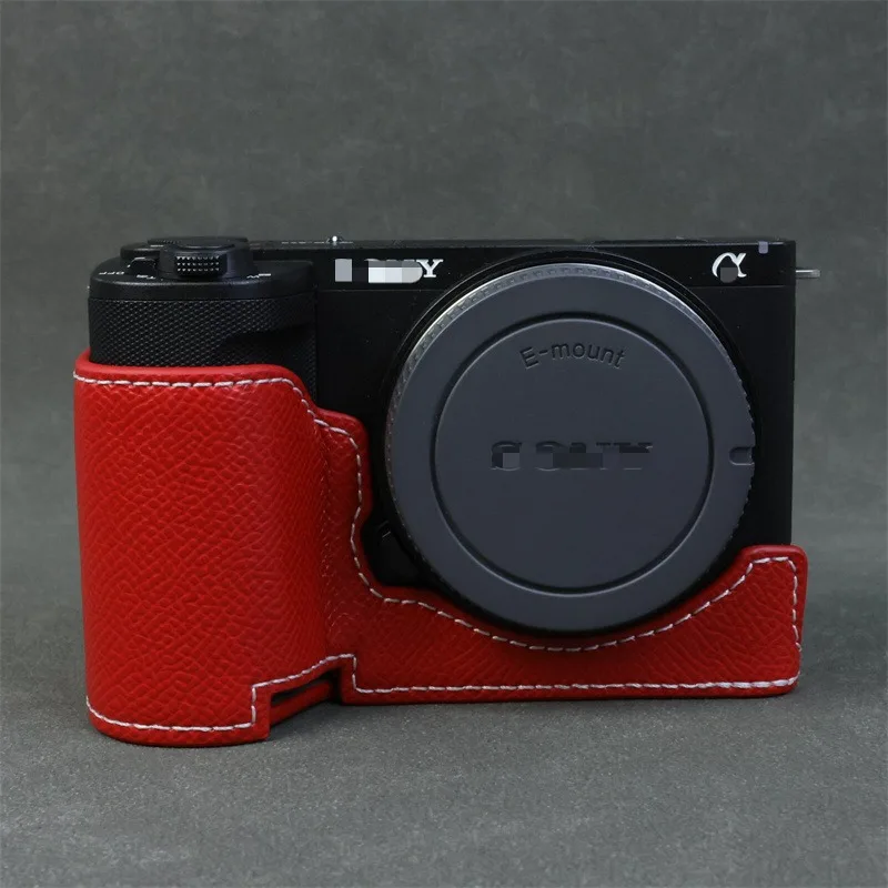 

Leather Camera Half Base Case Cover Protector For Sony ZV-E10 II Camera Bag Protective Half PU Leather Case Base Shell