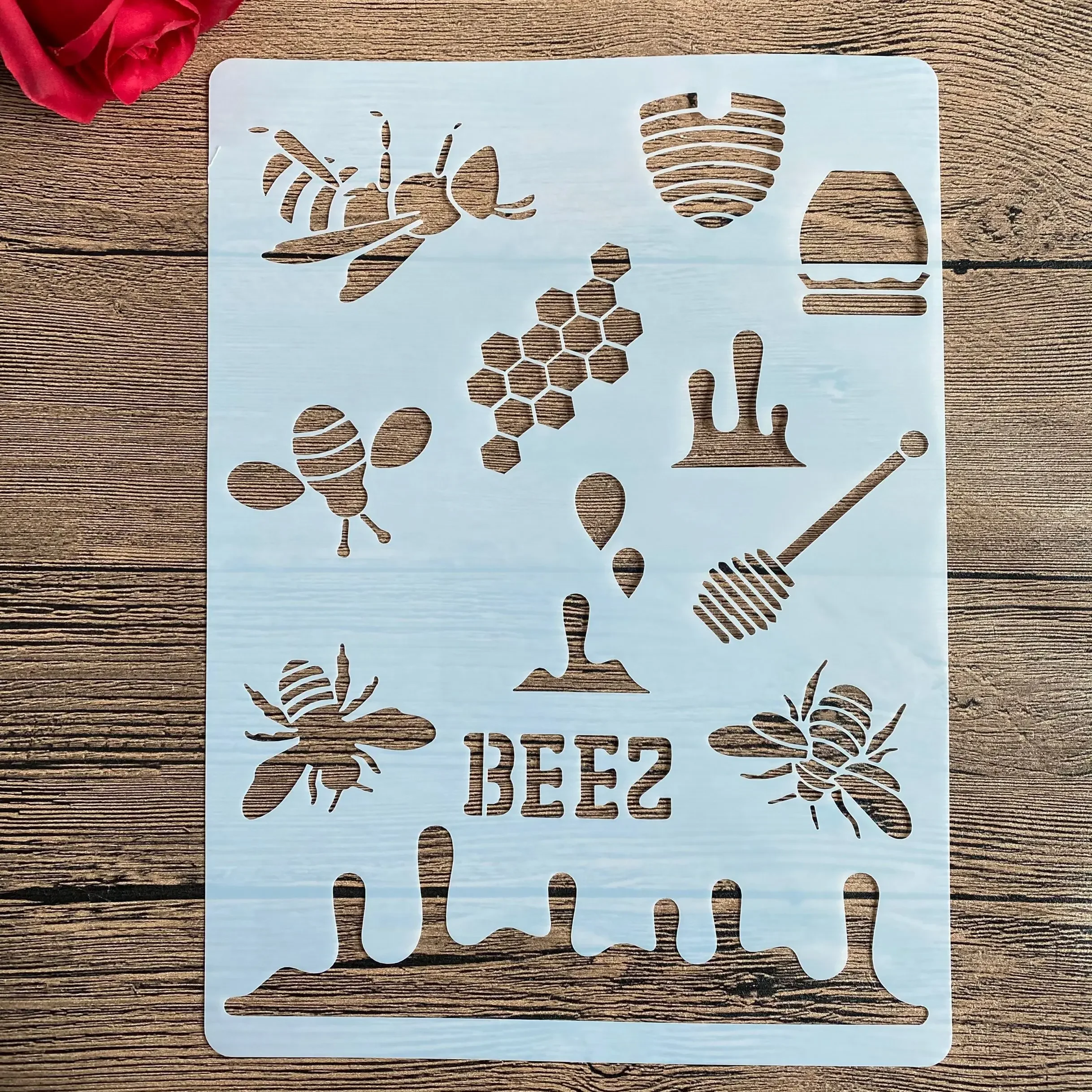 

A4 29 *21cm DIY Stencils wall Painting Scrapbook Coloring Embossing Album Decorative Paper Card Template wall honeybee