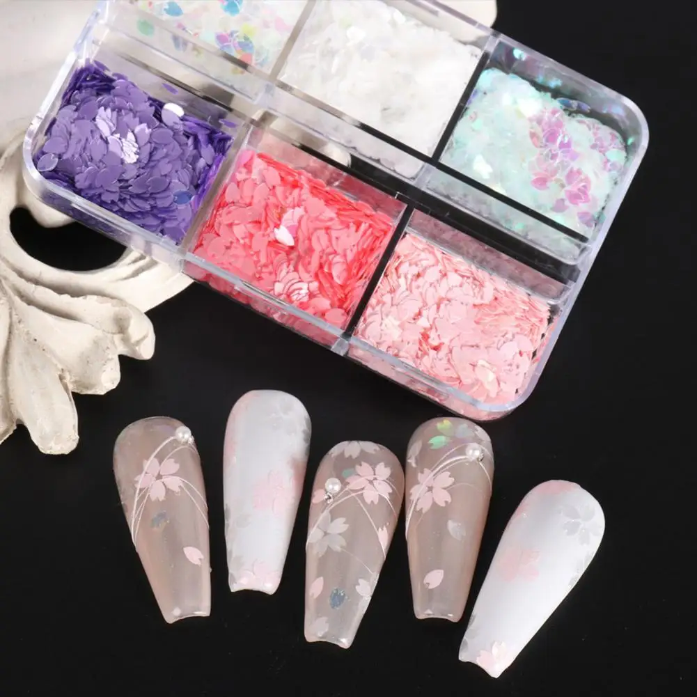 1 Caixa Brilhante Flor Pétala Forma Nail Jewelry Nail Jewelry Mãos Beleza Decorar Unhas