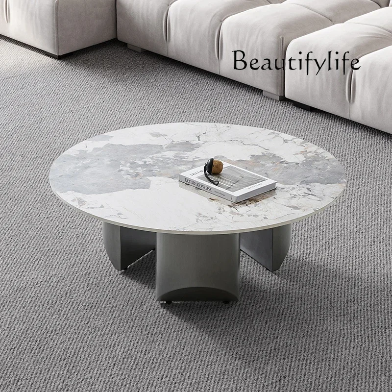 

1 FTavolino da caffè italiano minimalista con lastra di roccia piccolo appartamento leggero lusso moderno semplice quadrato