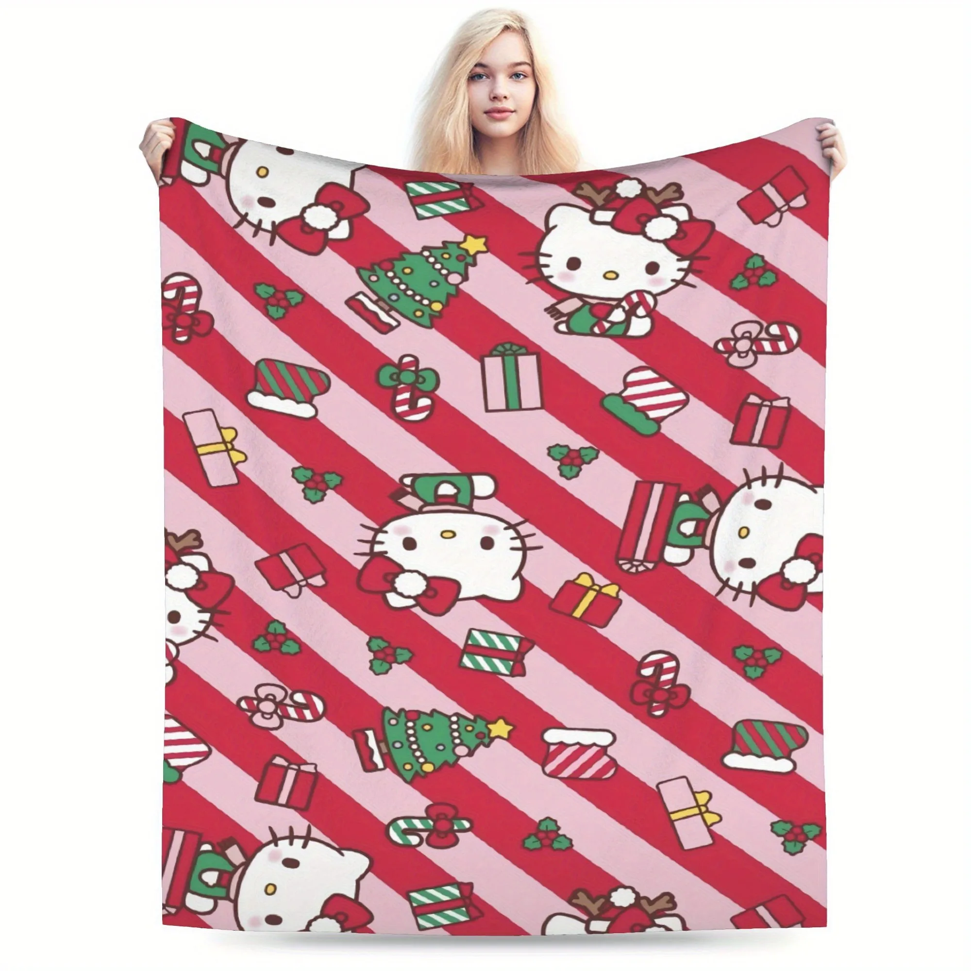 Sanrio Hello Kitty сопровождает вы расставляете рождественским сладким: рождественское одеяло, полное милое и веселое.