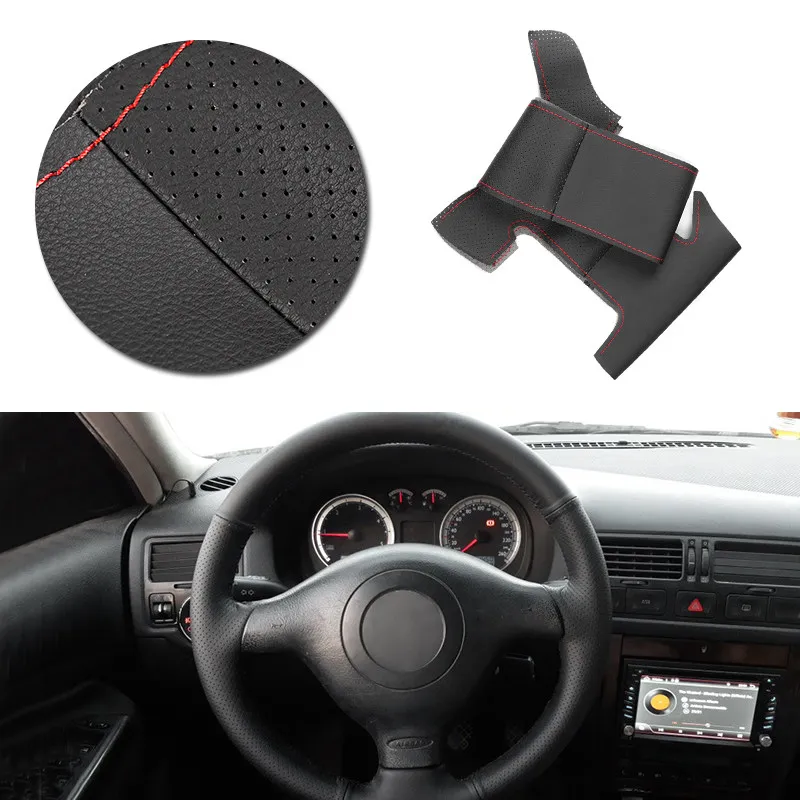 

Customize Microfiber Leather Car Steering Wheel Cover For VW Golf 4 IV MK4 Passat B5 1996-2005 DIY Lines Needles Protective Trim
