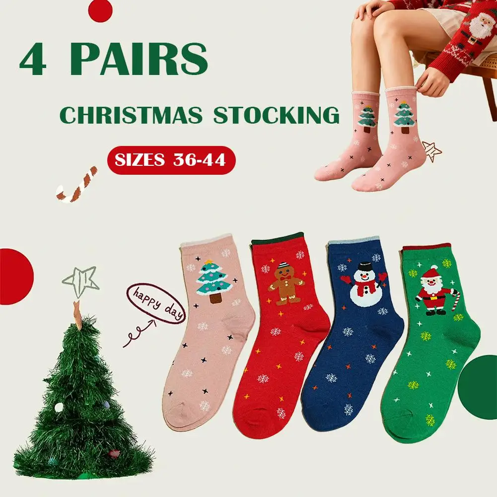 المرأة الخريف الشتاء القطن ثلج سانتا كلوز شجرة عيد الميلاد جوارب الكرتون الإبداعية السنة الجديدة عيد الميلاد منتصف العاب الجوارب #5