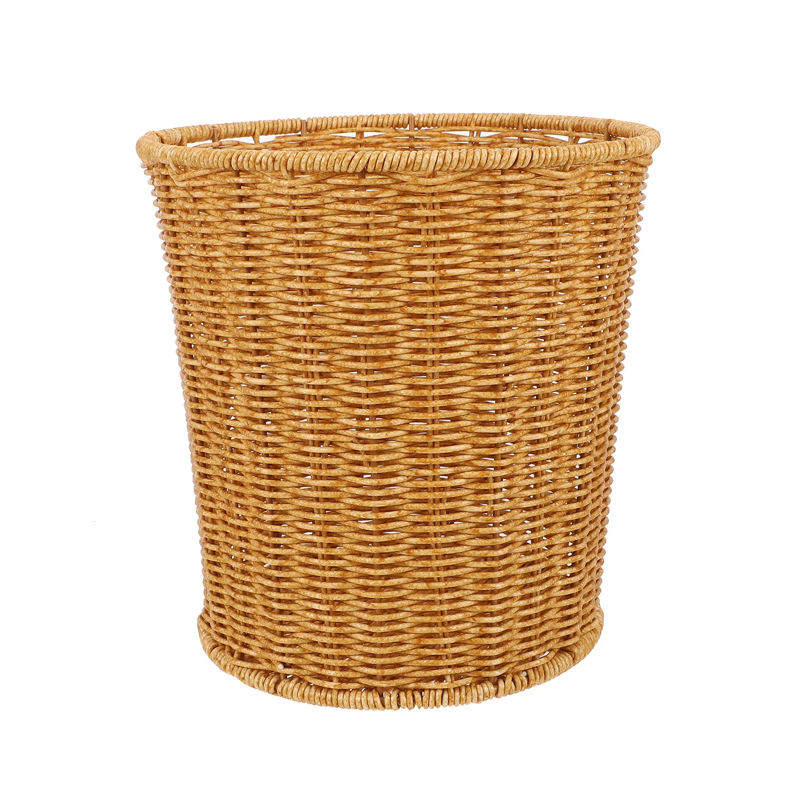 

Basket Storage Bucket Laundry Hamper with Lid Plastic Imitation Rattan Waste Baskets