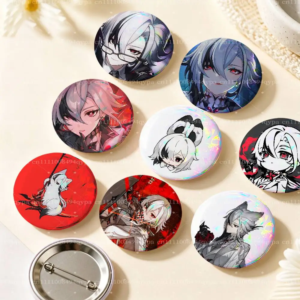 Arlecchino G-Genshin Impact Button Supplies Round Badge Pins Clothes Decor Includes Metal Pin Back Cover, Metal Cover,Laser Film