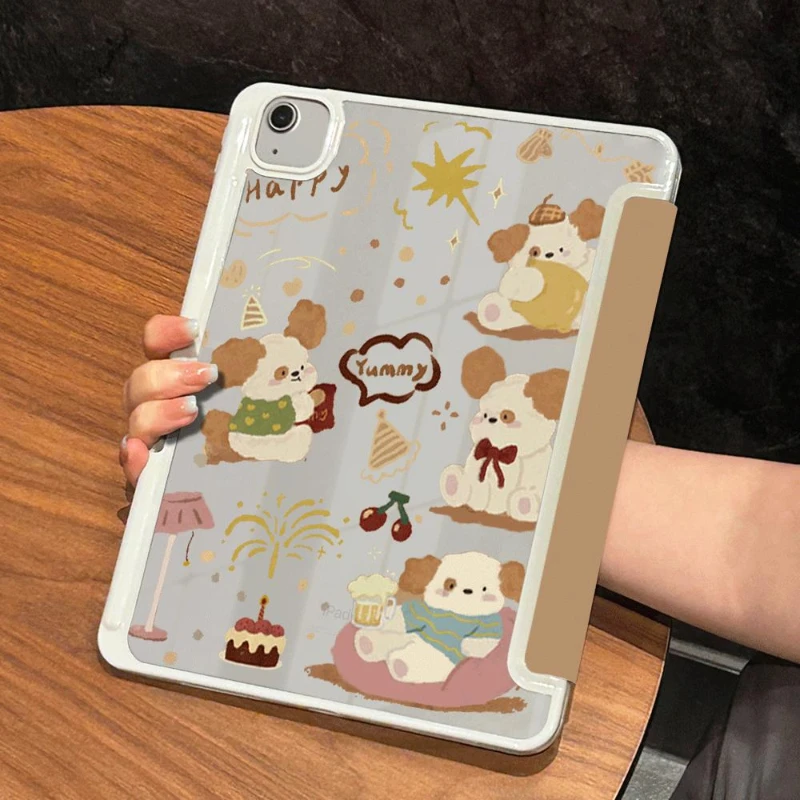 

Съемный чехол с рисунком счастливой кудрявой собаки для IPad Air 5 4 10,9, 11 дюймов, 9,7 5-6-го поколения, Ipad Pro 10,5, IPad 10-го поколения