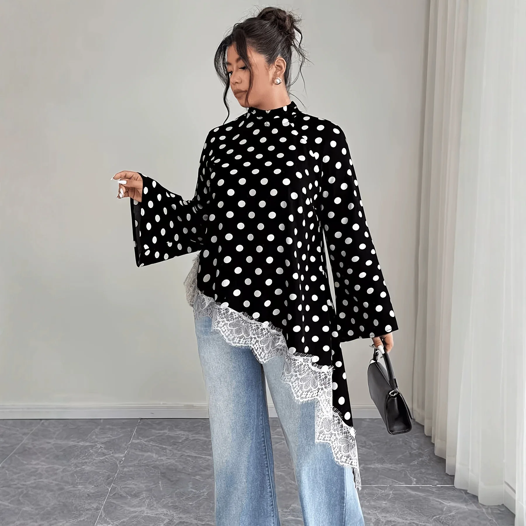 Picture 5: 0XL-4XL Plus Size Autumn Spring Fashion Elegant Print Shirt Blouse O- Neck 3XL 4XL Big Size Women Long Sleeve T-shirt Tops