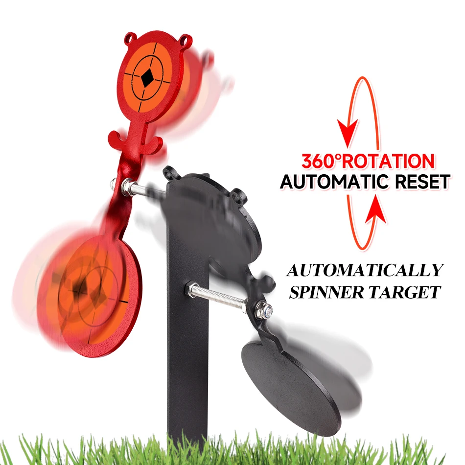 360-Degree Rotating Shooting Target Dual Bear Ground-Penetrating Target Iron Target Stand, Suitable for Slingshot/Toy Air Gun