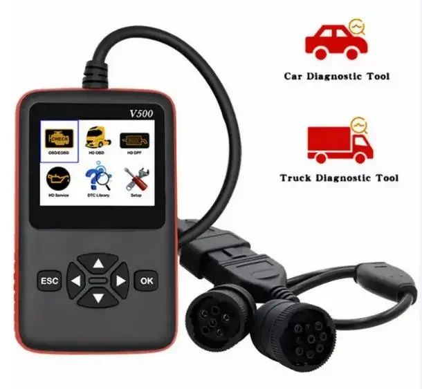 V500 Heavy Truck Car Auto Diagnostic Tool Scanner With High Quality  Adapter