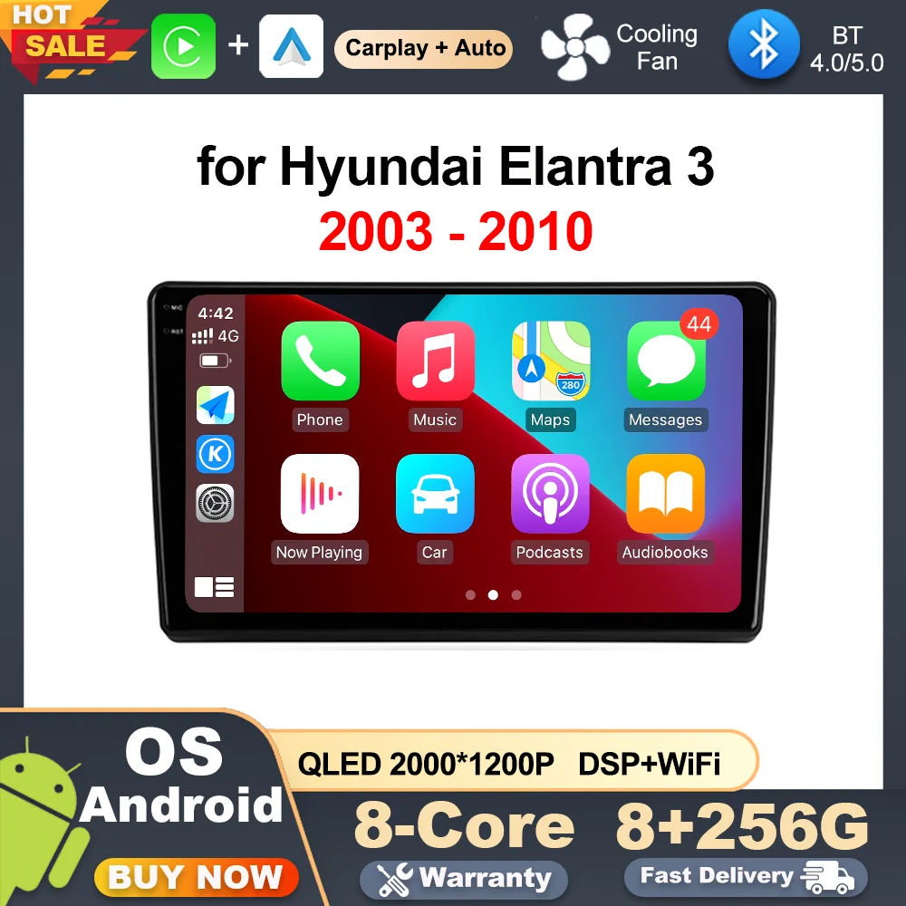 

for Hyundai Elantra 3 2003 - 2010 GPS Navi Car Radio Multimedia Player 9 '' Android OS Wireless Carplay WiFi Auto Tools No 2 din