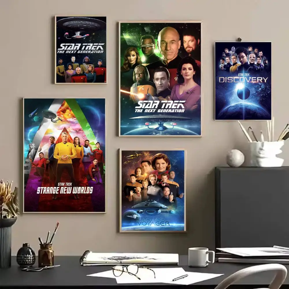 S-Star T-Trek Movie Poster HD Art Stickers Self-Adhesive Painting Modern Home Decor for Bedroom Living Room Wall Decals Gift