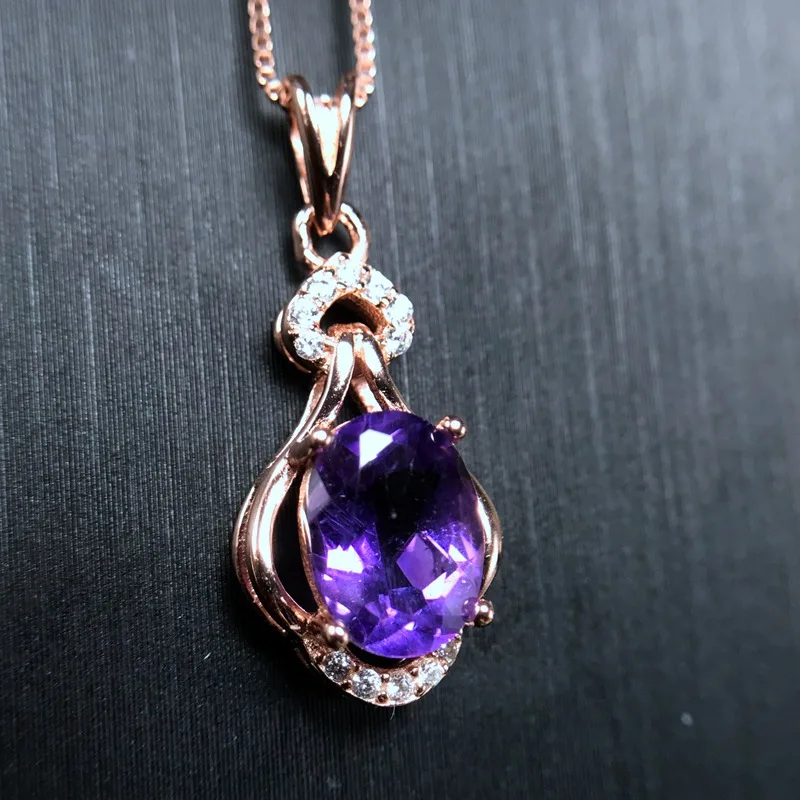 

[MeiBaPJ]Real Natural Amethyst Flower Pendant Necklace with Certificate 925 Pure Silver Purple Stone Fine Jewelry for Women