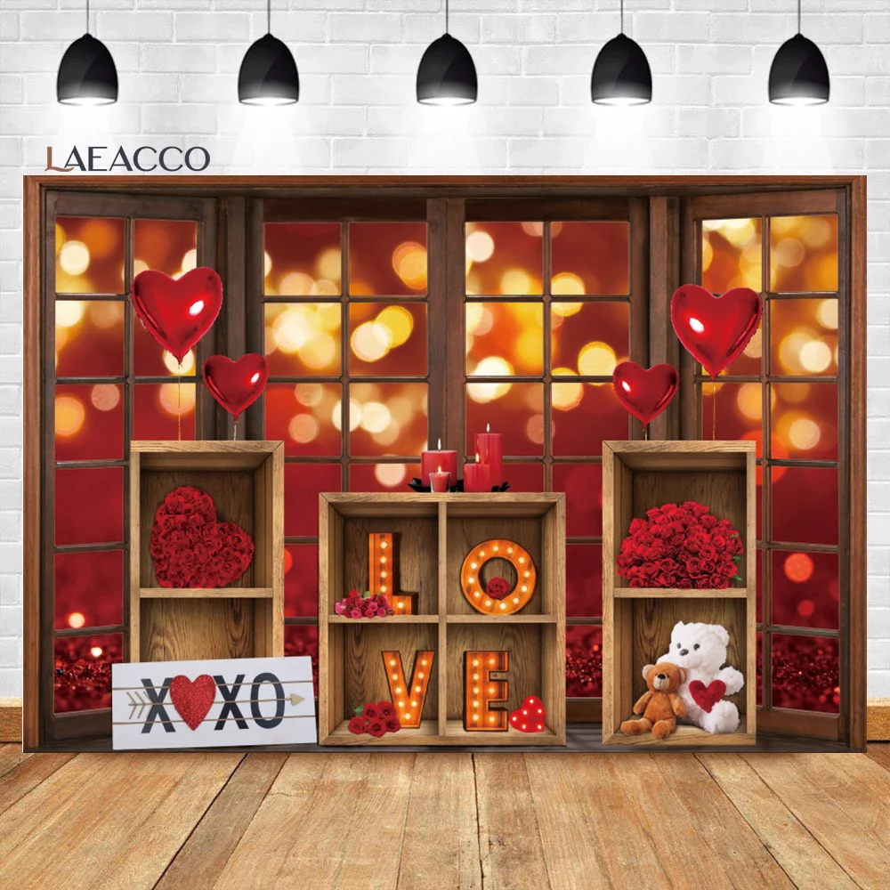 

Laeacco День Святого Валентина красный любовь сердце фотография Фон Интерьер Свет боке любовь сердца новорожденный портрет фото фон