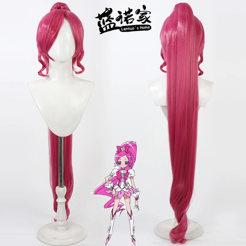 Anime Pretty Cure Cure Blossom Cos Cosplay Wig Halloween Carnival Party Props Synthetic Hair Heat Resistant Fiber + Wig Cap