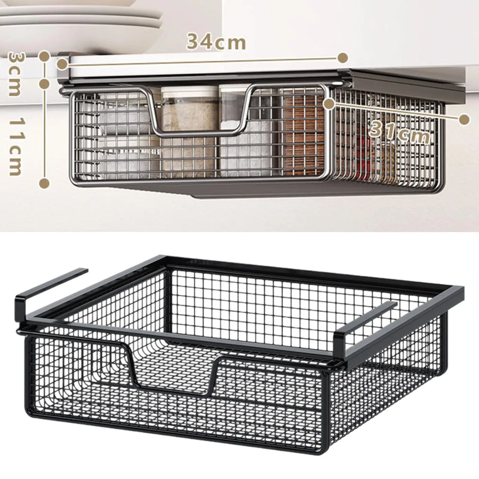 

Kitchen Under Cabinet Basket Under The Table Basket for Bookshelf Bathroom