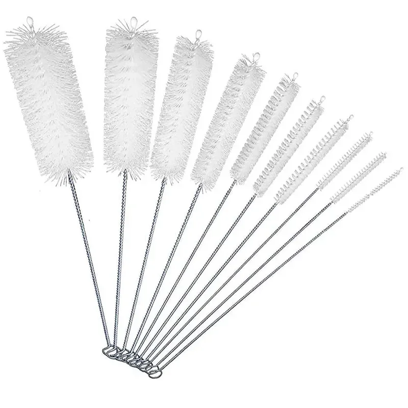 

10Pcs Straw Cleaning Brush Kit Straw Tube Pipe Cleaner Nylon Stainless Steel Long Handle Cleaning Brushes for Straws