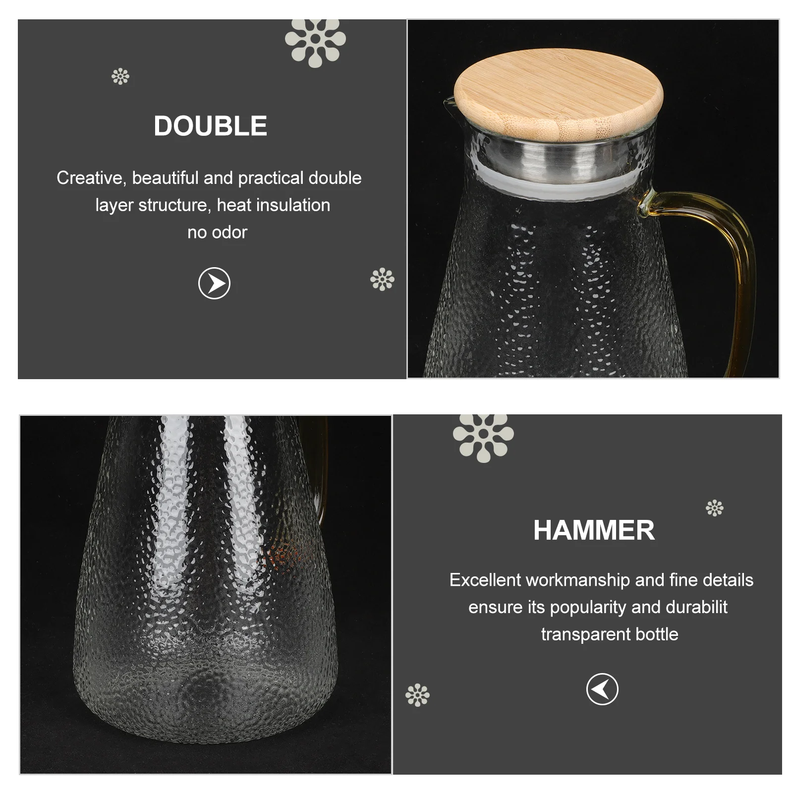 

Large Capacity Cold Kettle Food Safe Glass Pitcher For Tea Juice Beer Portable Drink Container Glass