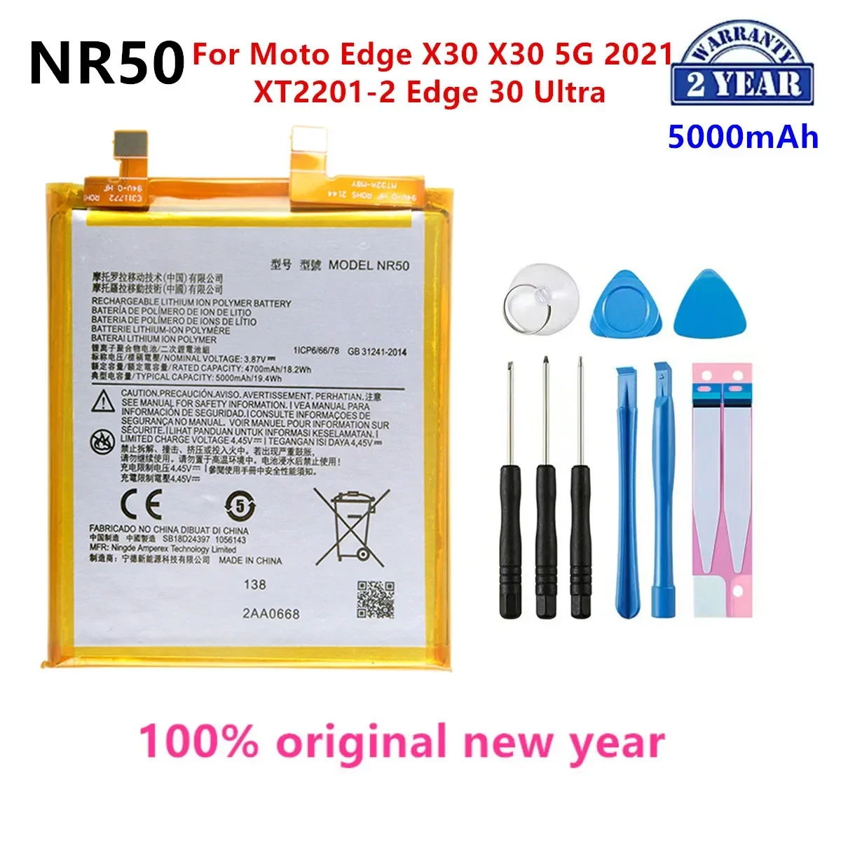 

100% Original NR50 5000mAh Battery For Motorola Edge X30 X30 5G 2021 XT2201-2 Edge 30 Ultra Phone Batteries+Tools