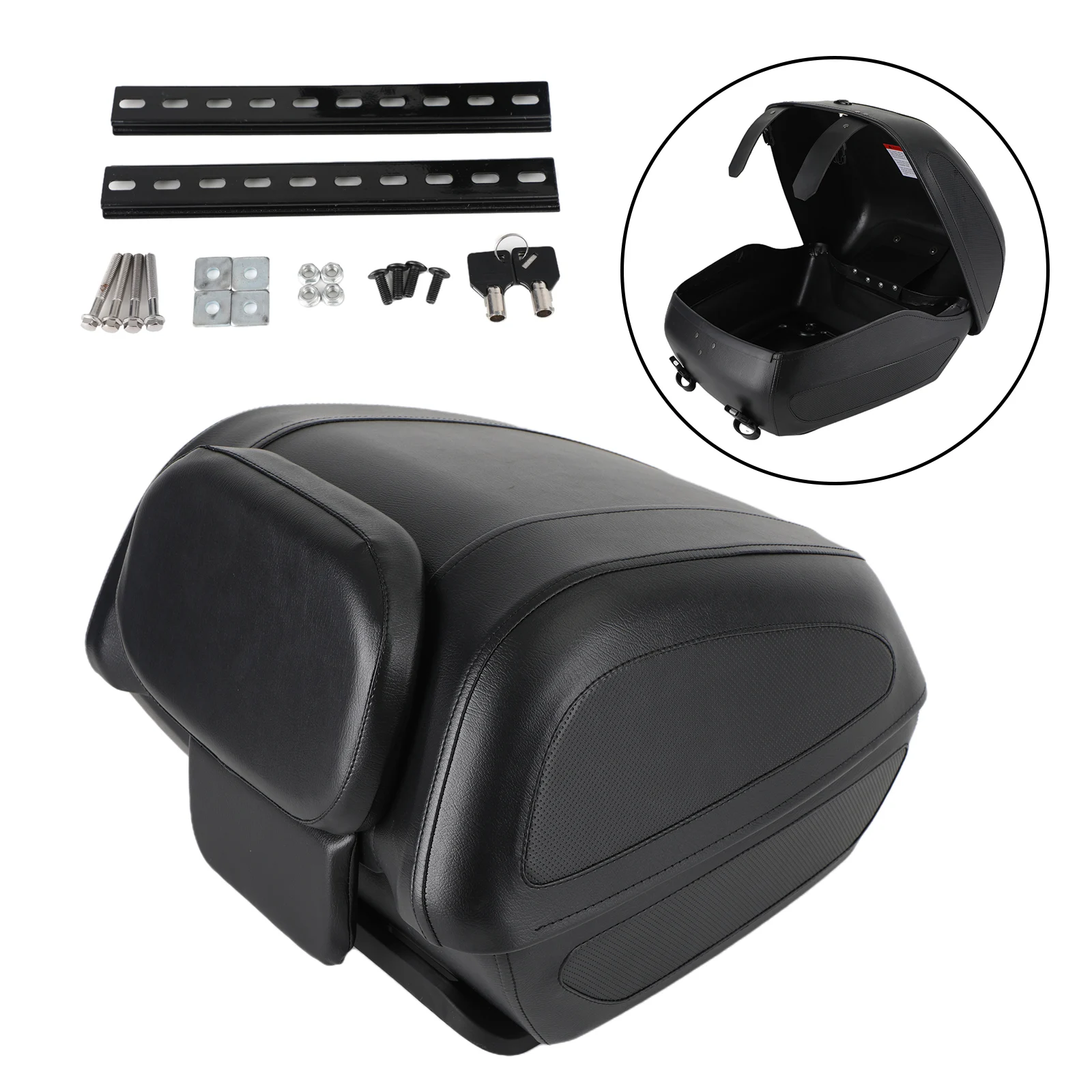 Artudatech Motorcycle Top Box Motorbike/Bike Luggage/Helmet Back Storage w/Plate & Keys