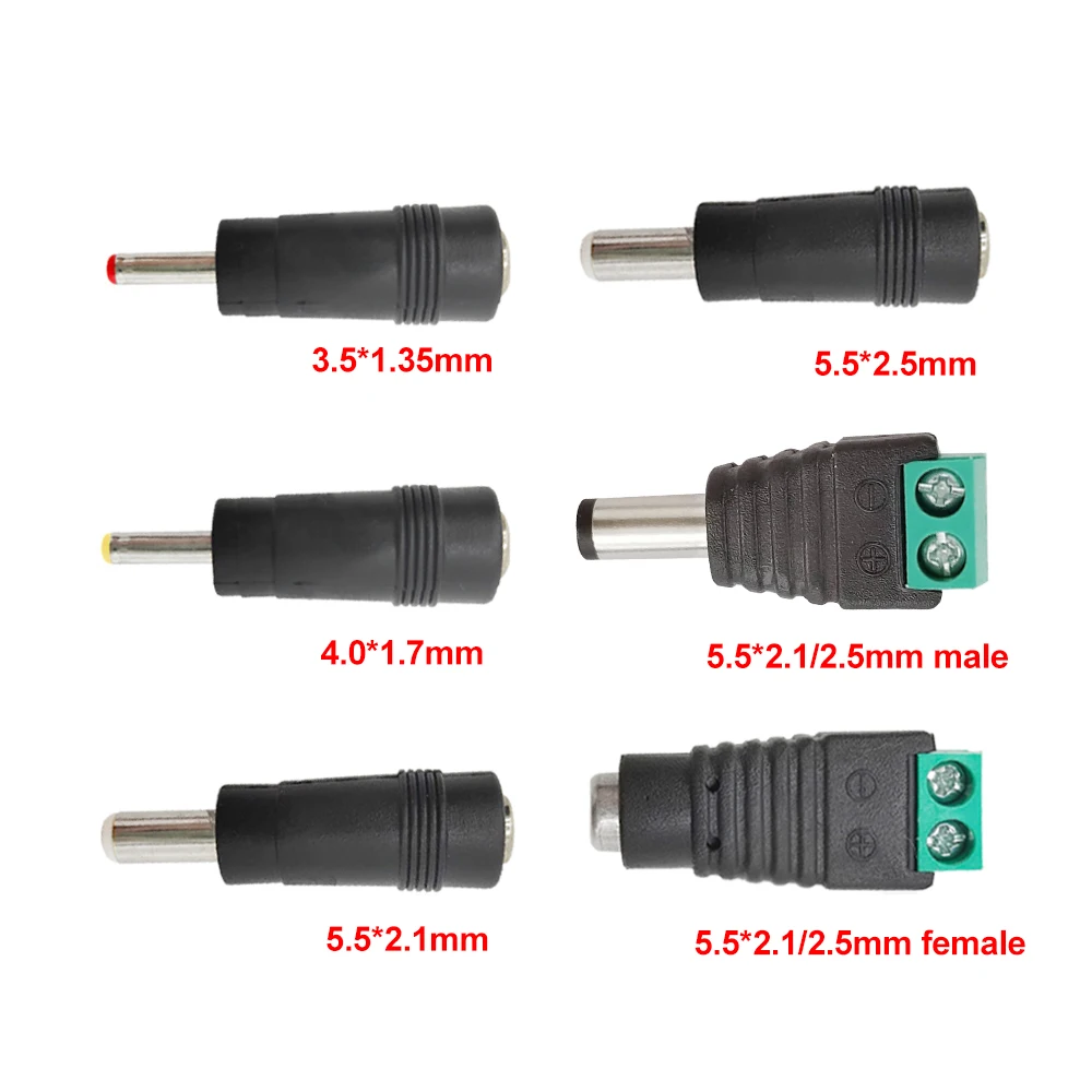 10PCS 5.5X 2.1 MM DC Power Jack connettori adattatore spina femmina a 5.5*2.5 5.5*2.1 4.0*1.7 3.5*1.35 adattatore punte maschio