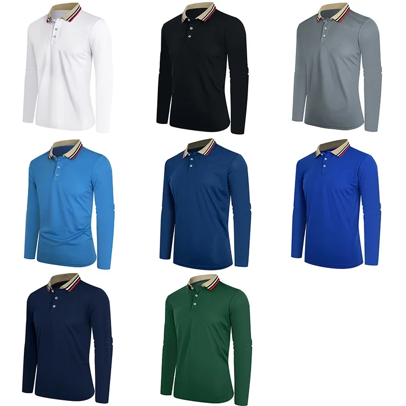 Spring Men Long Sleeve Golf Shirt Autumn Daily Office Indoor Top 2024 Brand Breathable High Quality Luxury Shirt Dropshipping