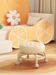 Universal Wheel Low Stool Small Stool Chair Household Pulley Low Chair Changing Shoe Floor Stool Kid Stool Soft Seat Round Stool