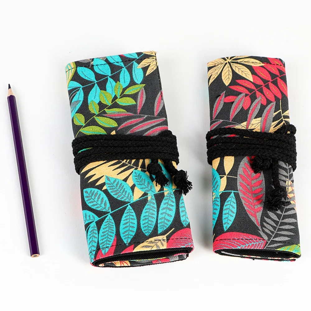 12/24/36/48/72 Hole Pencil Case Colorful Cloth Canvas Pencil Bag Stationery Organizer Storage Pouch Student School Supplies