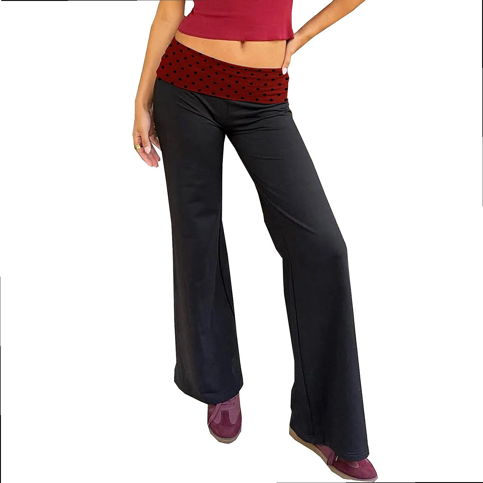 Casual Print Lounge Pants, Sleep Pants, Home Fold-Over Relaxed Trousers, Spring Summer Matching Set