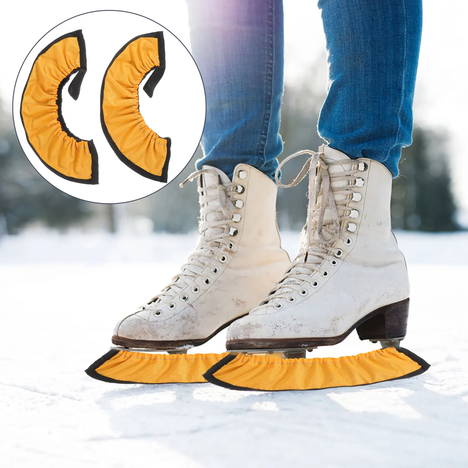Skating Blades Guard Breathable Yellow Shoe Cover Child Size 420D Oxford Fabric Fleece Lining Protects Skate Blades prolongs