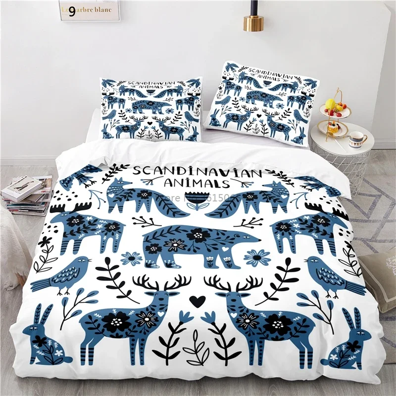 Popular Nordic Forest Animals Children Bedding Set 3d Duvet Cover Pillowcase Single Twin Double Queen King Size Bed Linen Sets