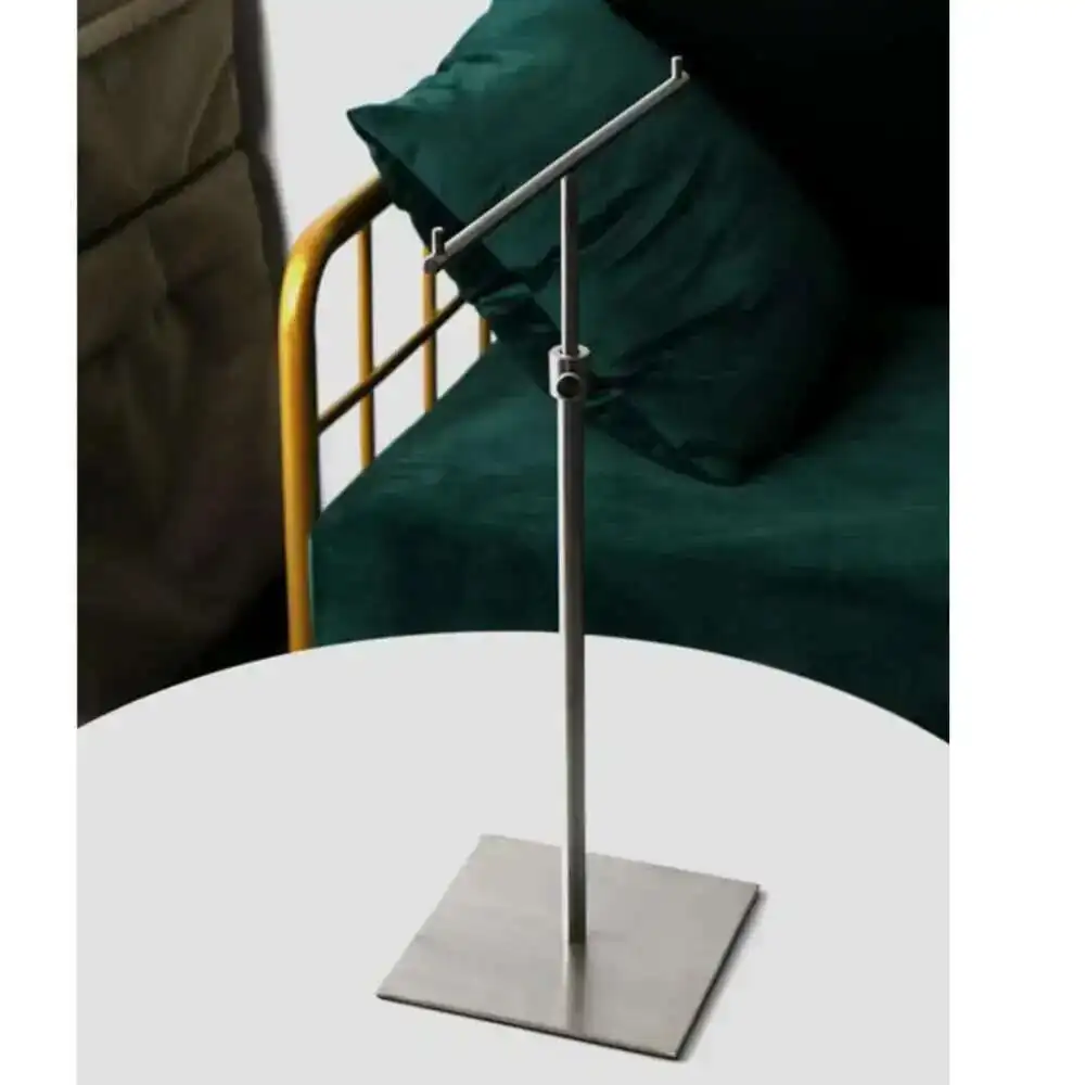 High Quality Metal T-shape Silver Gold Multifunction Tabletop Scarf Display Holder For Silk Scarf Tie Hanging Hook Stand Rack