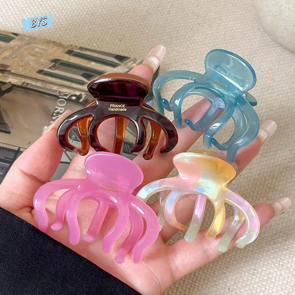 Hairpin Flower Hair Clip Printed Chessboard Grid Transparent Hair Clip Hair Accessories Geometry Large Hair Claw Vacation