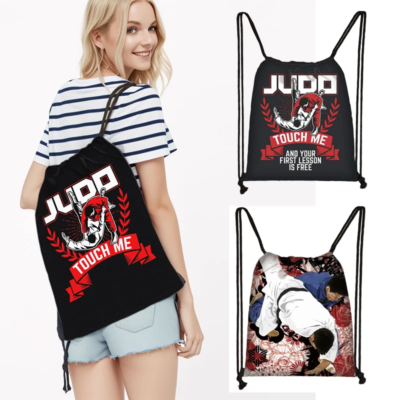 

Funny Touch Me and Your First Lesson Is Free Graphic Backpack Cool Martial Art Judo Drawstring Bag Men Outdoor Gym Storage Bags